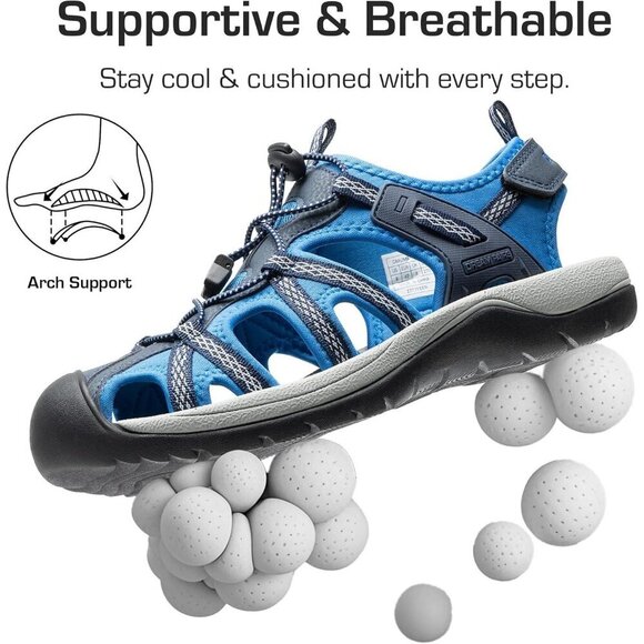Casual Hiking Sandals Men\'s Navy  Athletic Cushioned Closed Toe Fisherman Shoes main image 4